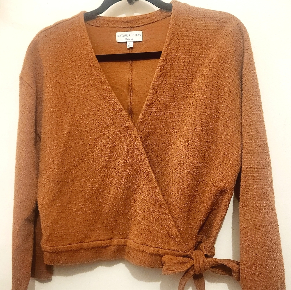 Madewell Texture & Thread Orange/Rust Wrap Top. Size L